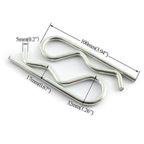 Lq Industrial 2 Pcs Stainless Steel R Clips Spring Retaining Wire Hair Pins Lynch Cotter M5X100 #TOP1