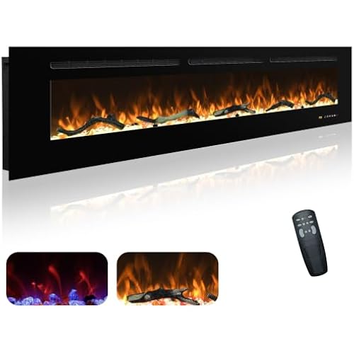 OxharkFlame 65in Linear Electric Fireplac Recessed Wall Mounted 750/1500W