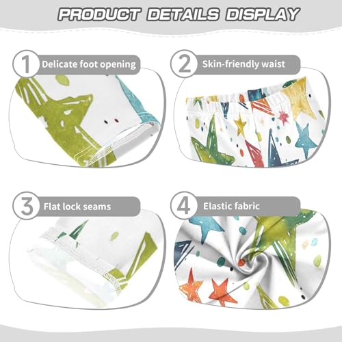 Bolaz Toddler Girls Leggings Printed Yoga Pants Leggings Green Blue Red Stars for Kids3