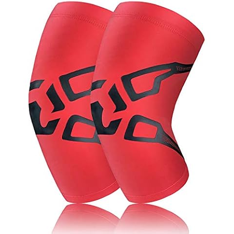 Sports Knee Pads, Summer Leg Sets, Unlimited Breathable Fabrics, Can Be Used for Running and Exercise, Unisex (one Pair),Red,L Cover