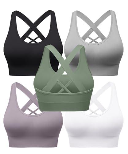 Image of Sports Bras for Women High Support, Multipack Padded Supportive Criss Cross Back Wireless Running Yoga Workout Bra