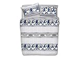 Juego de funda nórdica de 100% algodón Made Italy Fantasía Gnomos individual azul