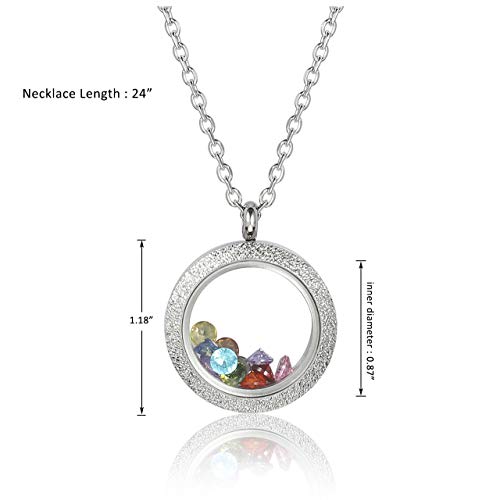 Jovivi 30Mm 316 Stainless Steel Silver Matte Round Living Floating Charm Memory Locket Pendant Necklace #TOP5