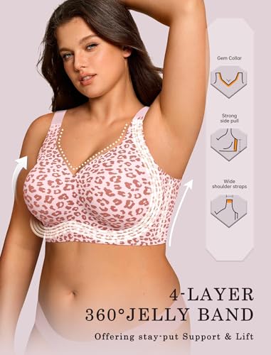 Image of OEAK Womens Wireless Jelly Bras Plus Size Support Push Up Comfortable Bra