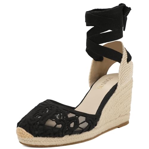 Image of Women's Espadrille Wedge Sandals Closed Toe Lace-Up Shoes