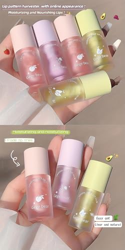 Image of Lip Gloss - Gege Bear Crystal Jelly Lip Oil - Hydrating Lip Gloss and Balm for Soft, Glossy Lips | Available in Peach, Avocado, and Grape Shades | Nourishing, Non-Sticky Lip Oil for Lasting Moisture and Shine (4g - Pack of 1, 02 - Creamy Sweet Avocado)