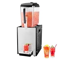VEVOR kommerzieller Getränkespender mit 1 Tank, Saftspender 12 L (pro Tank), 246 W Edelstahl Eistee-Getränkeautomat mit 7–12 °C Kühltemperatur, für Kaltgetränke Restaurant Bar Party Buffet Catering