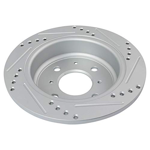 Image of TRQ Performance Rear Brake Pad & Rotor Kit Premium G-Coated Ceramic Slotted X Drilled Compatible with 1990-2001 Acura Integra 1992-2000 Honda Civic 1995-1997 Civic del Sol