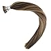 LaaVoo Tip Hair Extensions Micro Beads Link I tip Hair Brown Mixed Blonde Remy Stick Tip Hair Extensions 14 Inch I tip Human Hair Extensions 50g/50s