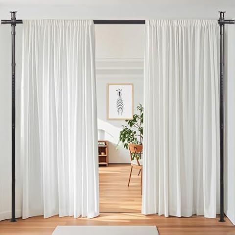Anndason Room Divider, Room Divider Curtain Rod 4-10ft (H) 28-70inch(W) No Drilling Adjustable Curtain Rod Wall Divider for Room Separation Heavy Duty Floor to Ceiling Hanging Room Divider (Black) Cover