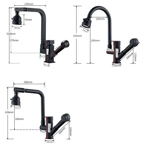 Robinet de cuisine rétractable noir élégant pour décoration d'intérieur
