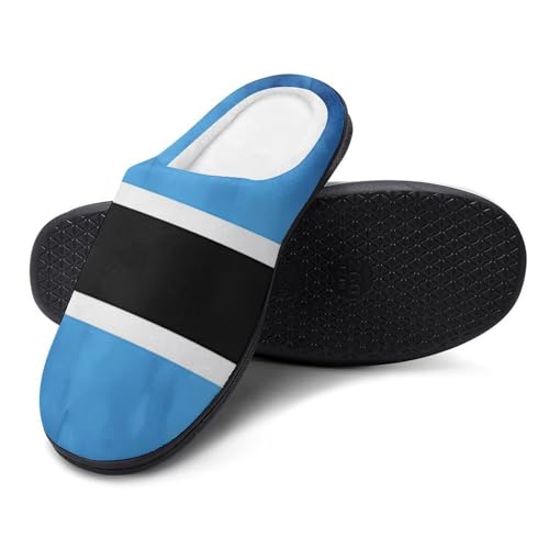 Botswana Flag Women's Cotton Slippers Indoor Outdoor Slip-on Warm House Shoes with Anti-Skid Rubber Sole4