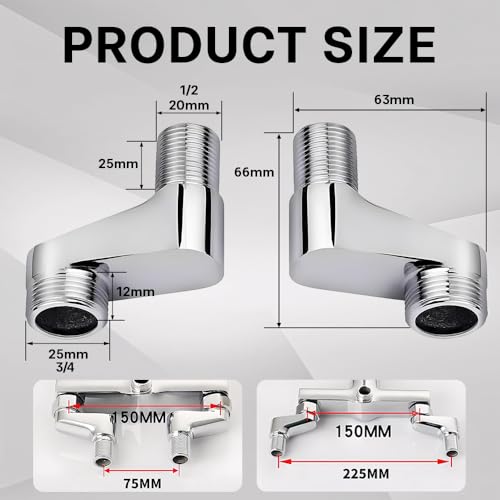 Wasserhahn Adapter, Universeller Dusche Duscharmatur S-Anschluss 3/4 Zoll Auf 1/2 Zoll für Badezimmer, Dusch- und Waschbeckenarmaturen, Wandloch-Abstand für Badezimmer