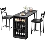 Ensemble de table et chaises à hauteur de bar confortable : Équipé d'assises de 40 cm de large avec une épaisse mousse haute densité de 10 cm, offrant à la fois élasticité et confort durable. Le dossier de 39 cm soutient les zones de pression de la colonne vertébrale, tandis que le repose-pieds assure un support ergonomique pour les jambes, vous permettant de profiter de longs repas en famille dans un agréable bien-être.