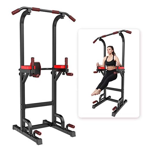 YOKELE Power Tower Workout Dip Station for Home Gym Adjustable Multi Pull Up Bar Strength Training Equipment & 400LBS