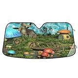 716 Universal Parasol De Coche Casa De Setas De Pradera De Fantasía Parasoles para Parabrisas Personalizado Parasol Coche Delantero con Ventosas para Regalo 70X130Cm