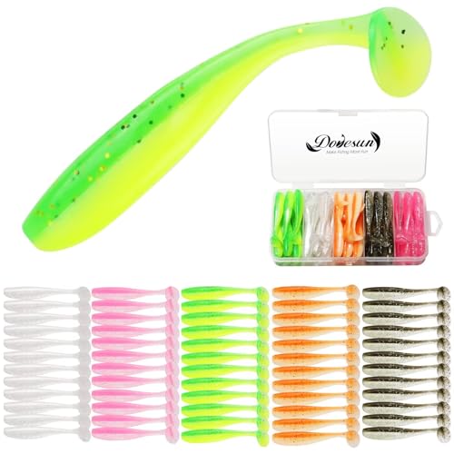 Dovesun Crappie Lures Kit Soft Plastic Baits Paddle Tail Swimbaits Fishing Soft Plastic Lures