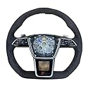 Kompatibel für Audi A6 C8, Voll-Alcantara-Leder, rote Nähte, Multifunktions-Lenkrad mit Schlüsselknopf-Baugruppe(Style 2)