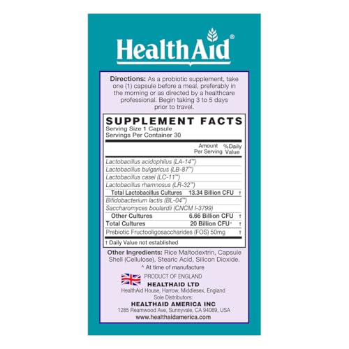 HealthAid TravelProbio Saccharomyces Boulardii Capsules