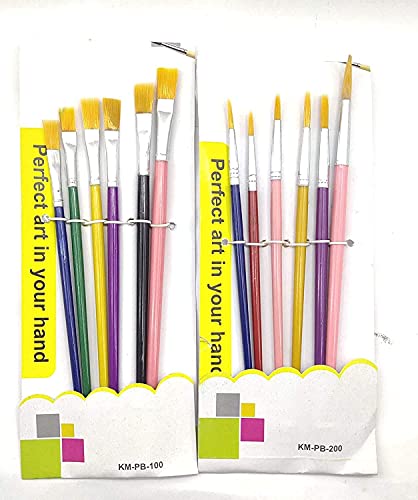 ECLET Nylon Paint Brush Combo 6 Flat Or 6 Round with Heavy Color Plate(One Brush Free) A (B0CKWCQJ4Y) Amazon Price History, Amazon Price Tracker