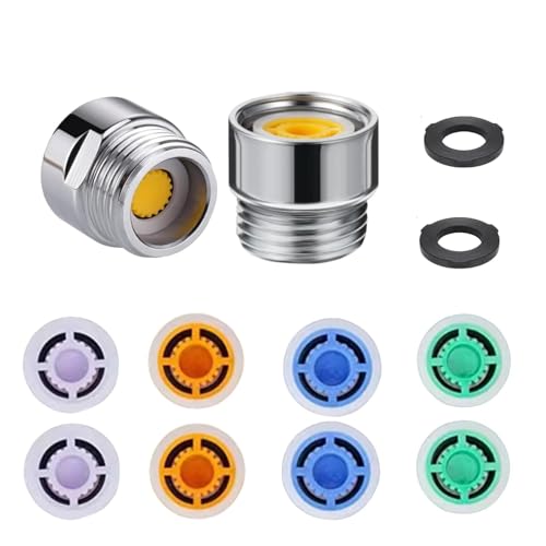lcyen 2Pack Shower Flow Restrictor, 4, 4.5, 7, 9L/min Flow, Chrome Finish, Brass Material