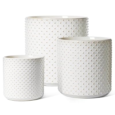 LE TAUCI Ceramic Plant Pots Indoor, 10 Inch 8 Inch 6 Inch Planters for Indoor Plants, Mid-Century Modern Flower Pots with Drainage Hole and Plug, Cylinder Round Planter Pots, Set of 3