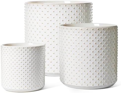 LE TAUCI Ceramic Pots for Plants, 10/8/6 Inch Indoor Planters wit...