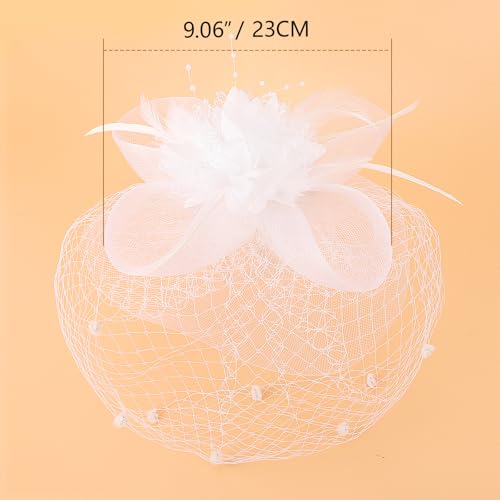 Image of DRESHOW Women Fascinator Hats Tea Party Hat Vintage Pillbox Hat Headband for Cocktail