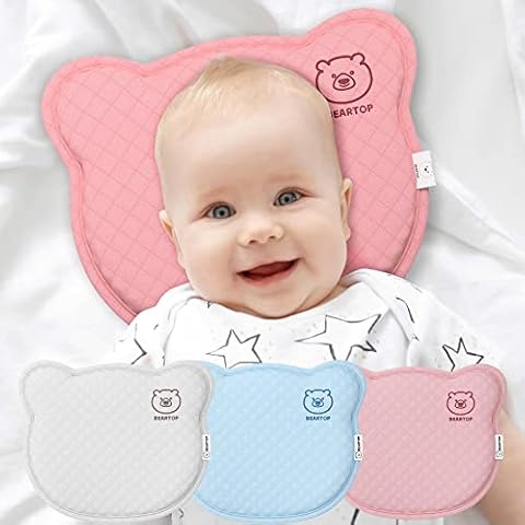 Almohada Bebe plagiocefalia de BEARTOP con Memory Foam y 2 Fundas Cover