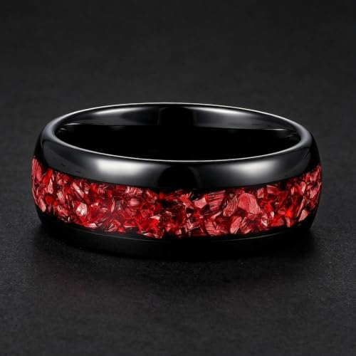 IRROYA 8mm Black Tungsten Wedding Bands for Men with Created Ruby Size 12 by IRROYA - Used condition - Image 2