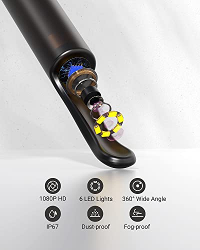 Ear Wax Removal Tool Camera, Ear Cleaner, Safe Non-Detachable Ear Scoop, Earwax Removal Kit With 300W 1080P Ear Camera, Ear Pick Equipped With 6 Led Lights, Black #TOP1
