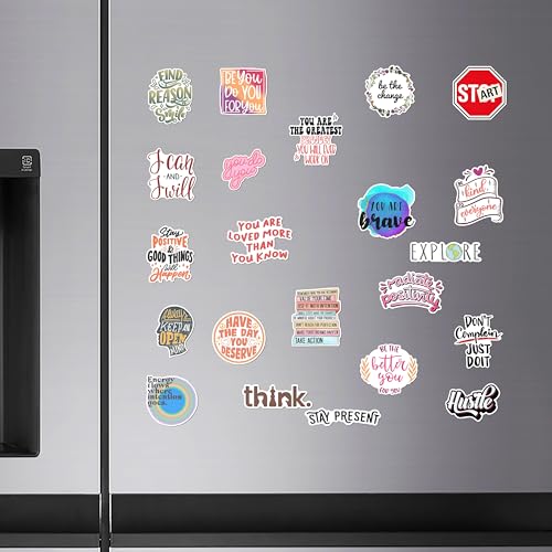 Image of WallDesign Dream Big Motivation Fridge Magnet Set - Inspirational Designs for Daily Encouragement, Durable Metal Surface Magnets (Set of 22)