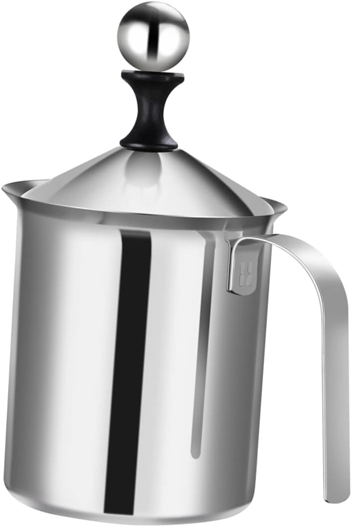Mikinona 800cc Hand Frother for Coffee Double Mesh Milk Frother Stainless Steel Milk Creamer Maker for Shop Home
