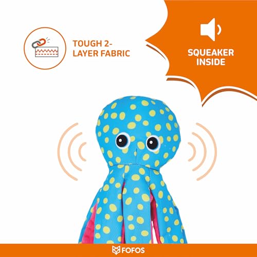 Image of BarkButler x FOFOS Sealife Octopus Soft Dog Toy- Tough Plush & Squeaky Toys for Dogs, Dog Toys for Medium Dogs (5-20kgs) - Blue
