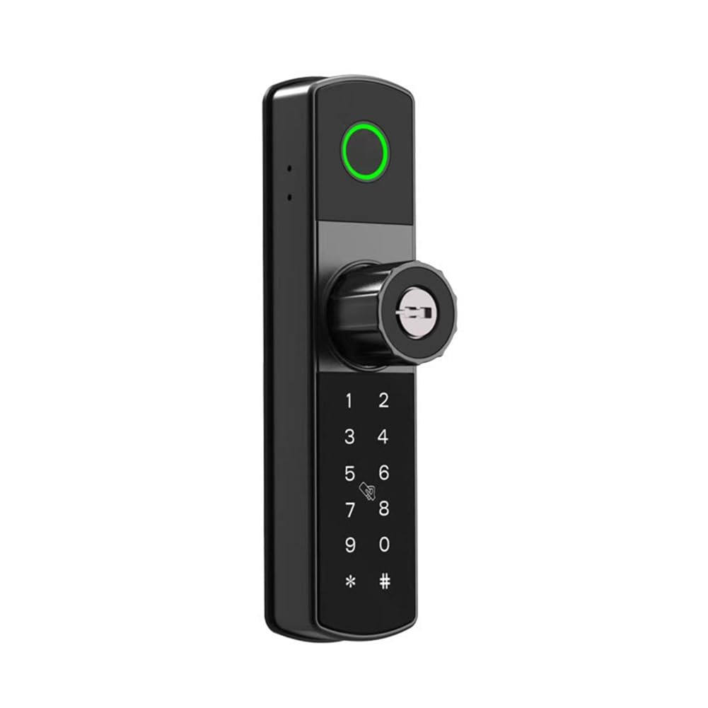 Ijsdnvjndx As Shown Smart Door Lock Fingerprint/Password/Key/Nfc Door Lock Waterproof No Drilling Required For -Style Door