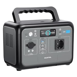 OUKITEL P800 Tragbare Stromstation, 800 W, Solargenerator mit Lifepo4-Akku von 512 Wh, Generator mit USB-A- und C-Ausgängen, maximale Leistung 1600 W, Schnellladung 6 kg, ideal für Camping