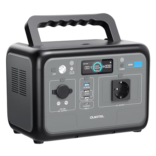 OUKITEL P800 Estación de Energía Portátil 800 W, Generador Solar Con Batería Lifepo4 de 512 Wh, Generador Con Salidas Usb A Y C, Potencia Máxima De 1600 W, Carga Rápida 6 Kg, Ideal Para Acampadas