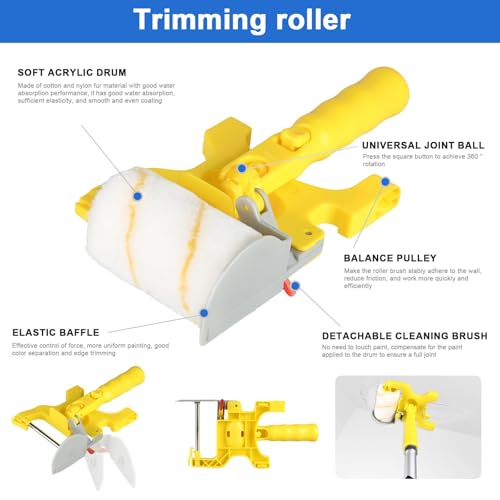 30PCS Paint Roller Kit with Extension Pole-2 to 4 FT,Wall Painting Supplies with Paint Edger Roller Brush 12",House Painting Set with Rainsuit & Drop Cloth for Home|Office|Shop Professional Painting by CRAFTZONE - Image 2