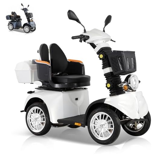 Adult Heavy Duty Electric Scooter with Storage Space & Lockable Trunk 360° Rotating Seat, 60V 20Ah Battery, All-Terrain Travel, Front & Rear Lights (DJD White)