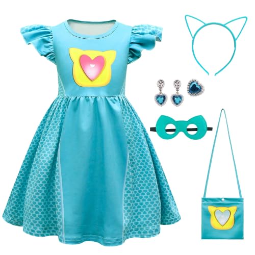 Vestido de superhéroe con mangas flutter y accesorios