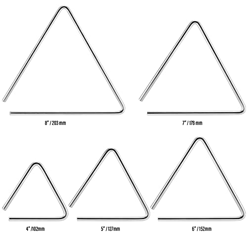 MUKLEI 10 Pack Music Instruments Triangles, Percussion Triangles With Strikers Musical Steel Triangle Se Music Triangle Instruments for Music Learning 4,5,6,7,8 inches