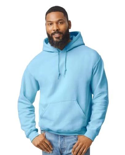 LE11® Mens Heavy Blend Hooded Sweatshirt Long Sleeve Pullover Hoodie (Light Blue - 3XL)