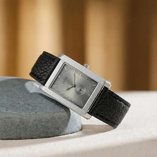 Image of CILOA Watches for Men Unique Rectangle Relojes para Hombres Fashion Simple Analog Wrist Watch with Leather Strap