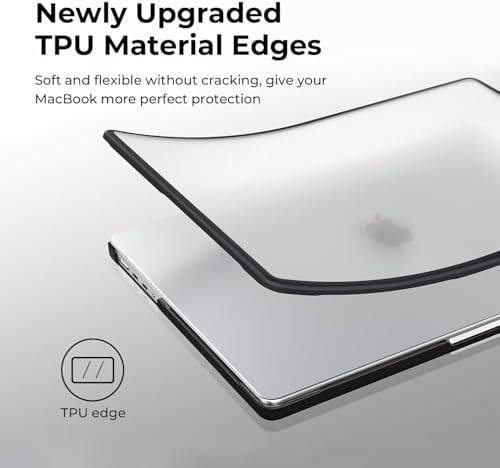 Image of Meyaar Anti-Cracking Hard Shell Case Compatible with MacBook Air 15 inch M4 2025 2024 2023 Release A3241 M3 A3114 M2 A2941 Anti-Fingerprint Soft TPU Bumper (Frosted Clear)