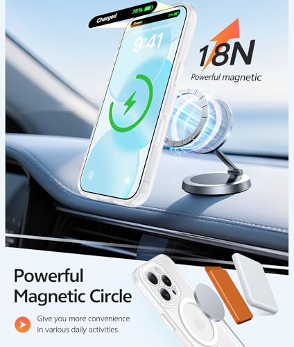 Image of FNTCASE for iPhone 16 Pro Max Case: [Compatible with Magsafe] Translucent Matte Cases with [Full Camera Protection] [Screen Protector] Military Grade Shockproof Protective Phone Cover - White