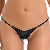 Yihuimin Womens Sexy Low Rise Micro Back G-String Thongs T-Back Tiny Panties Underwear Black One Size
