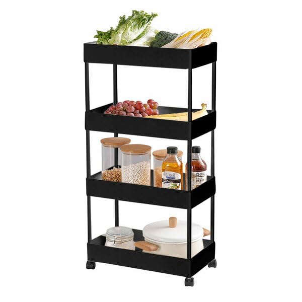 Leaffybezz MultiPurpose Plastic Kitchen Racks with Wheels Vegetable