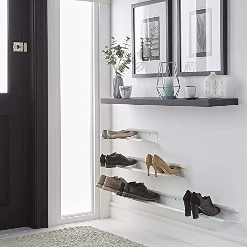 J-Me Horizontal Shoe Rack – Wall Mounted Shoe Rack Organizer Keeps Shoes, Boots, Sneakers & Heels Off The Floor. A Modern Shoe Organizer For Your Entryway Or Closet. (White - 28 Inches) #TOP4