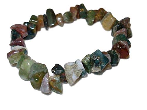 Sublime Gifts Natural Healing Crystal - Fancy Rainbow Jasper Chip Gemstone 7 Inch Stretch Bracelet