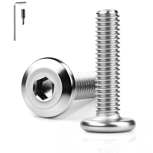 KGGZKG Tornillos de cabeza plana M6, 30 unidades, M6 x 12 mm, acero inoxidable 304, A2 V2A, hexágono interior, rosca completa, tornillos de cabeza alomada con llave Allen, tornillos roscados para